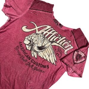 Y2K Affliction‎ American Customs TShirt 2XL Graphic Tee Distressed Grunge Biker